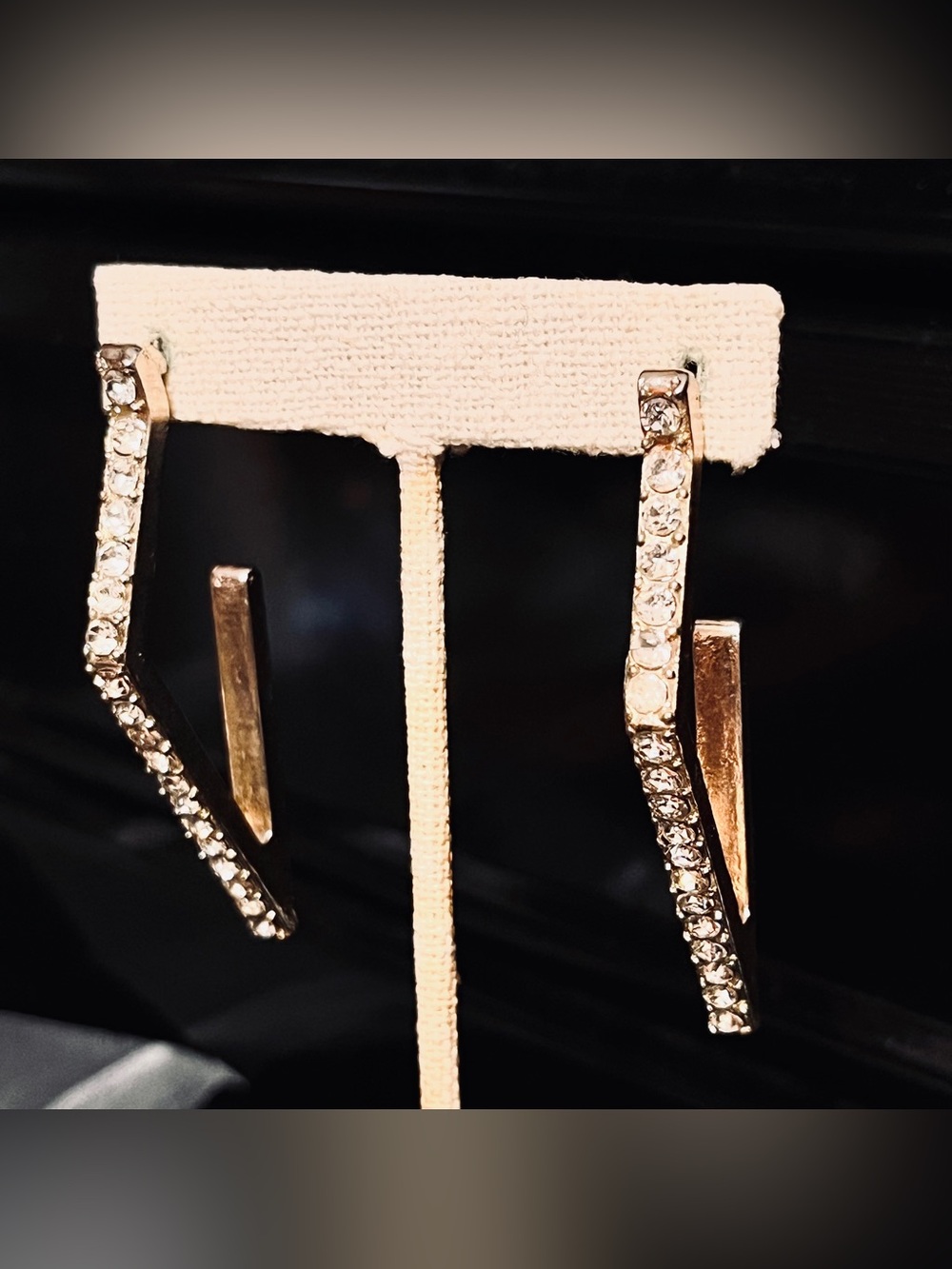 Gold-Tone Crystal Curved Hoop Earrings - Elegant Sparkle
